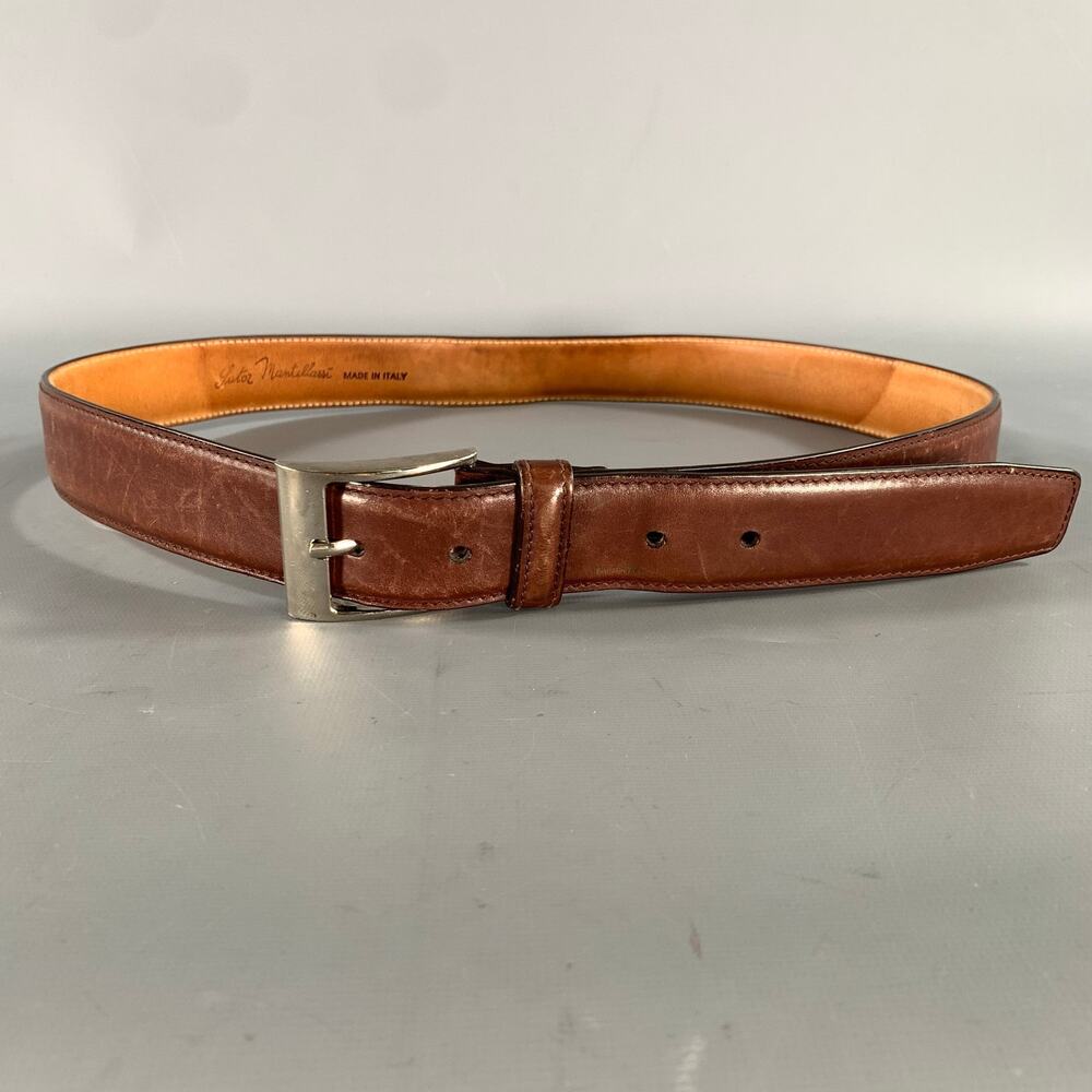 SUTOR MANTELLASSI Size 38 Brown Distressed Leather Belt
